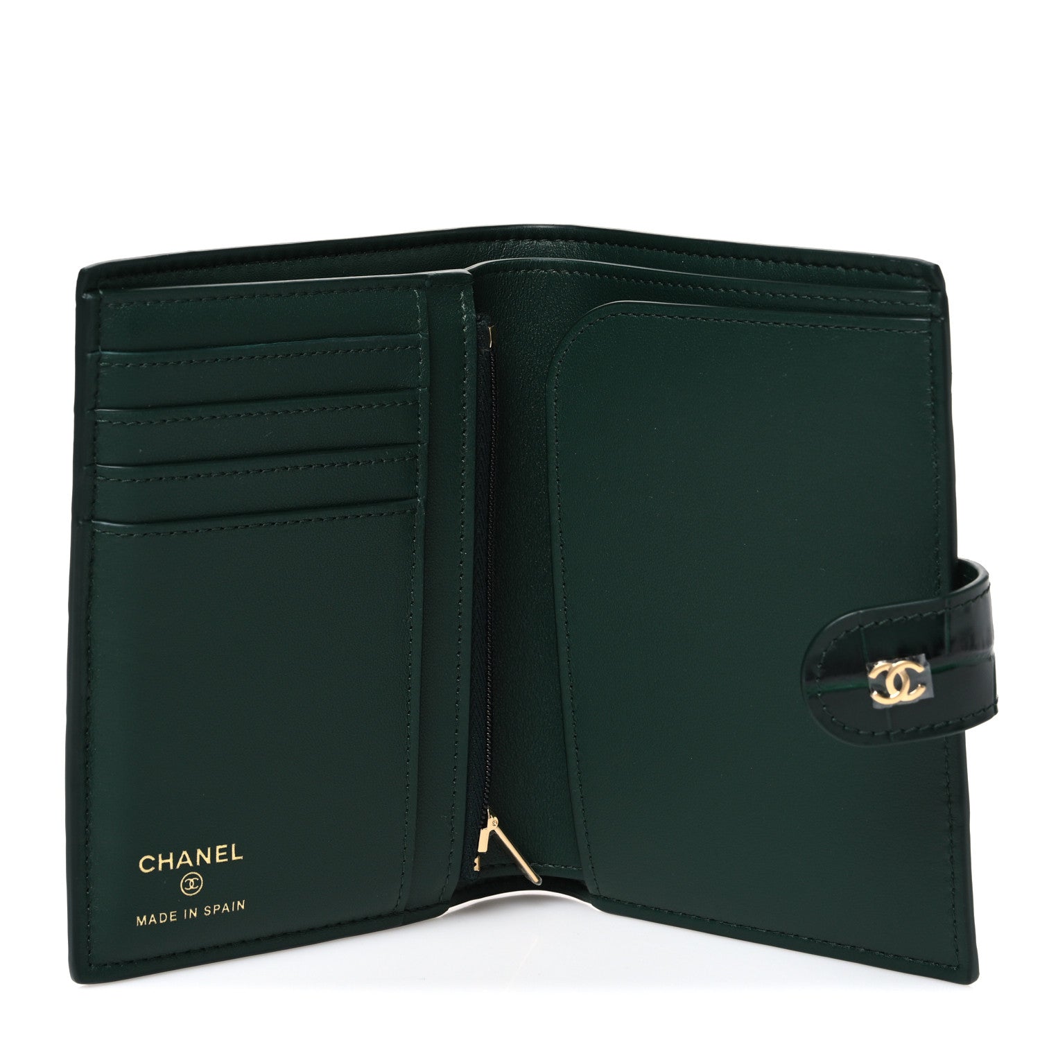 Chanel Calfskin Crocodile Embossed Crococo Passport Holder Emerald 5 of 7