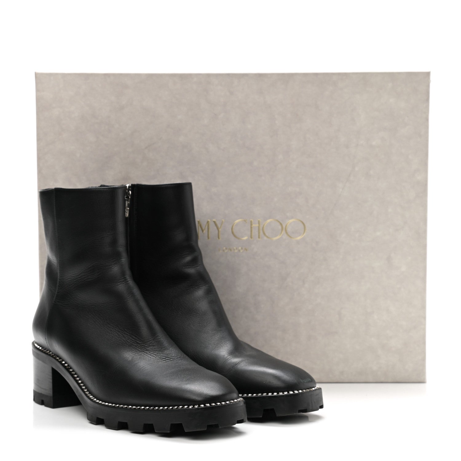 Jimmy Choo Grained Calfskin Crystal Embellished Mava Boots 40 Black 11 of 11