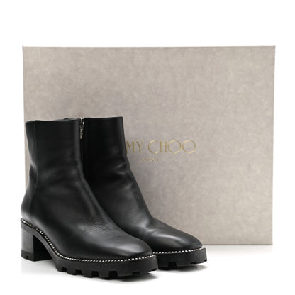 Jimmy Choo Grained Calfskin Crystal Embellished Mava Boots 40 Black 11 of 11