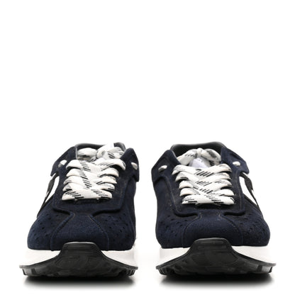 Chanel Fabric Suede Kidskin CC Sneakers 41 Dark Navy White 3 of 8