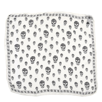 Alexander McQueen Silk Chiffon Skull Scarf Ivory Black 1 of 3