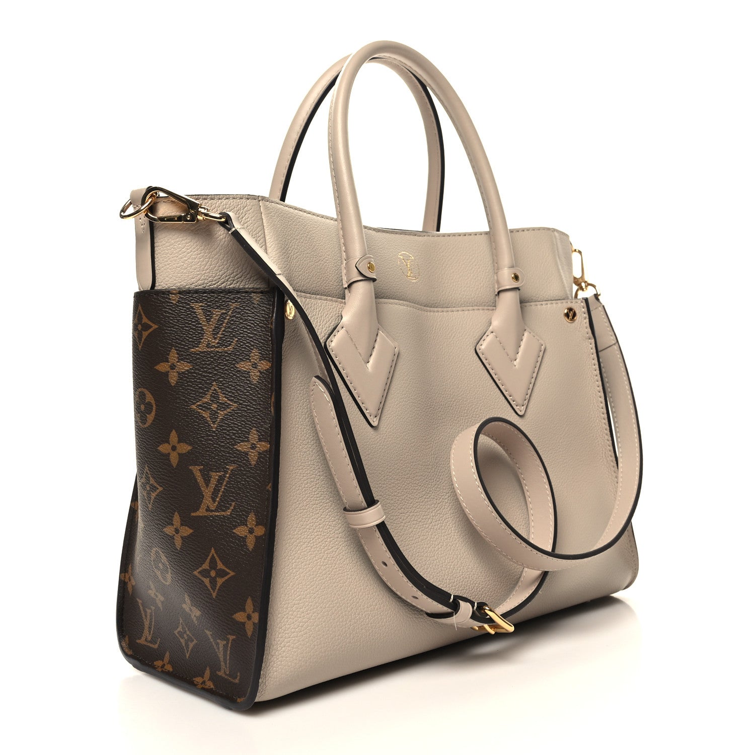 Louis Vuitton Calfskin Monogram On My Side Greige 3 of 9