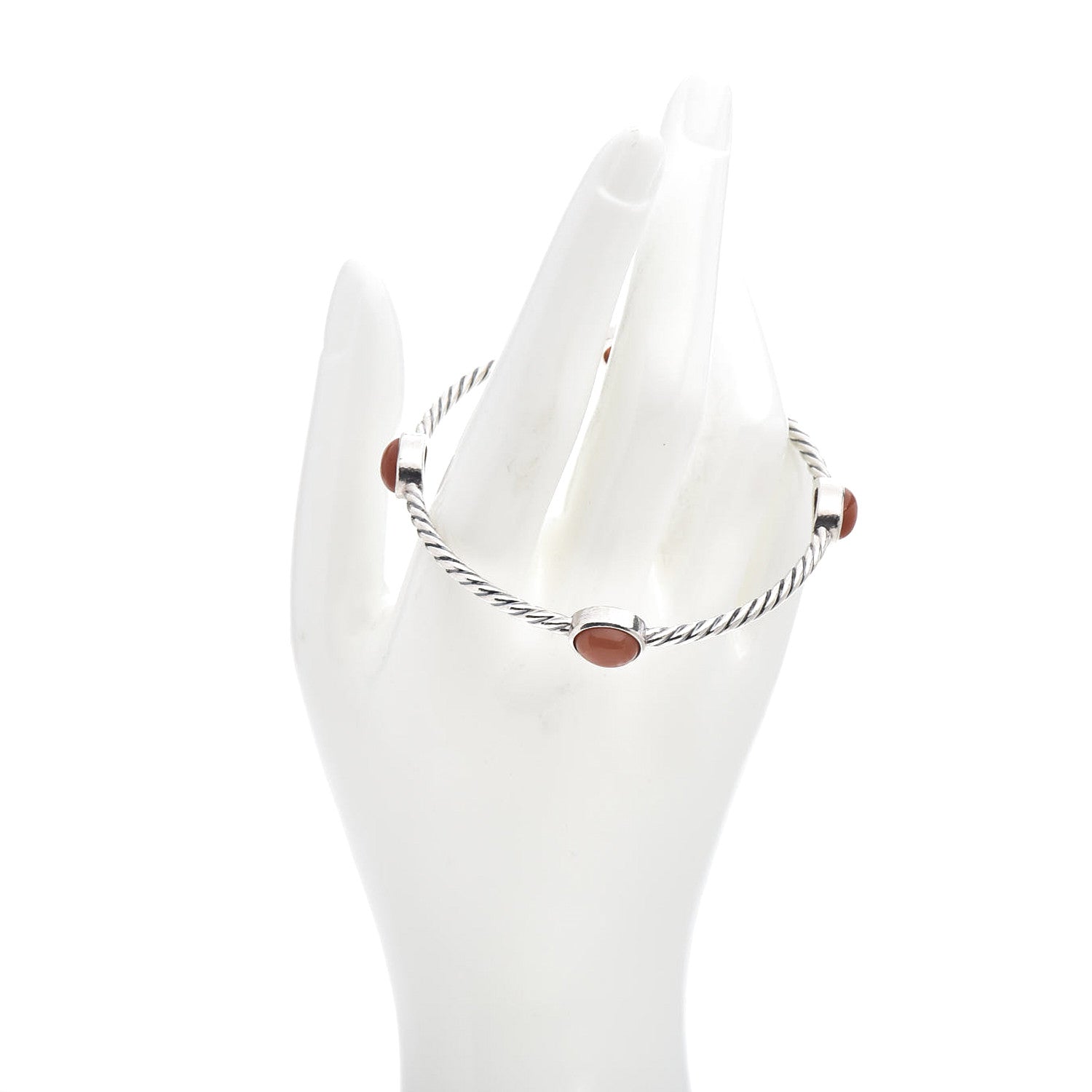 David Yurman Sterling Silver Moonstone Color Classics 4 Station Bangle Bracelet 2 of 4