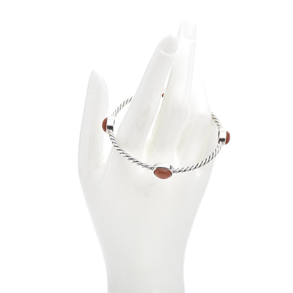 David Yurman Sterling Silver Moonstone Color Classics 4 Station Bangle Bracelet 2 of 4