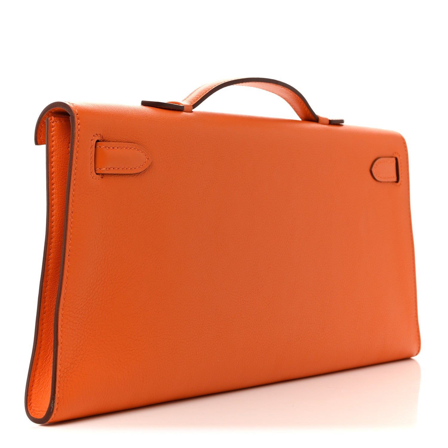 Hermes Evergrain Kelly Longue Clutch Pochette Orange 3 of 12