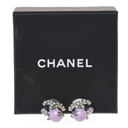 Chanel Ruthenium Crystal Bead CC Drop Earrings Multicolor 5 of 5