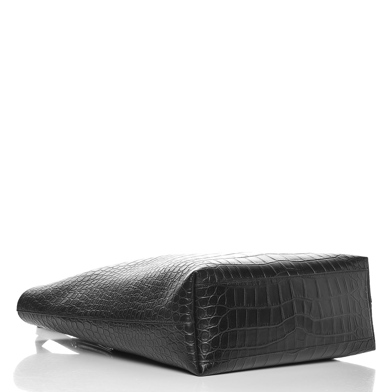 Saint Laurent Croc Calfskin Embossed Bold Shopper Tote Black 6 of 9
