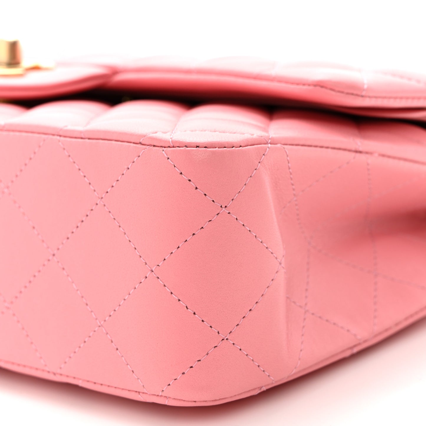 Lambskin Quilted Medium Double Flap Rose Pink