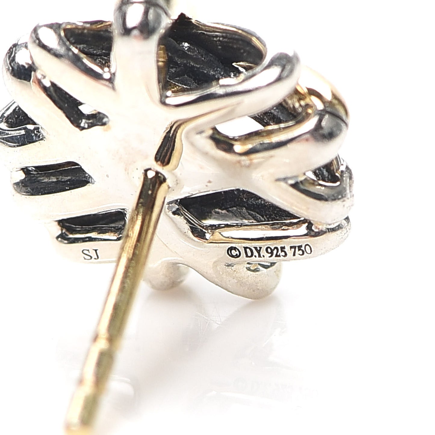 Sterling Silver 18K Yellow Gold Crossover Stud Earrings