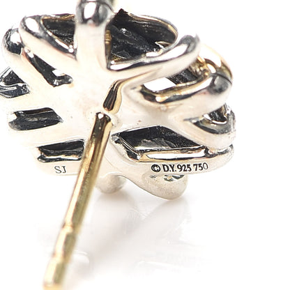 David Yurman Sterling Silver 18K Yellow Gold Crossover Stud Earrings 3 of 3