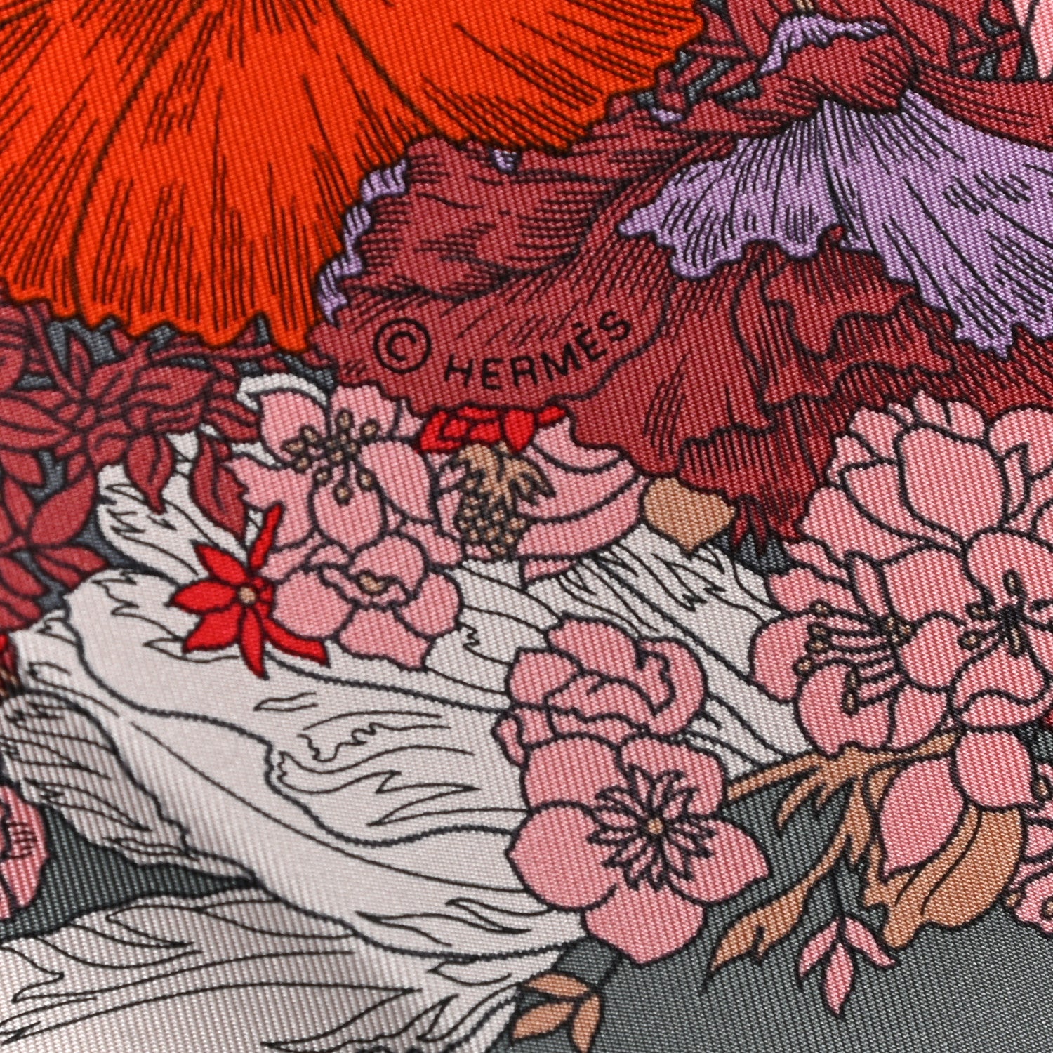 Hermes Silk Robe Legere Scarf 90 Gris Corail Rose Pourpre 4 of 4