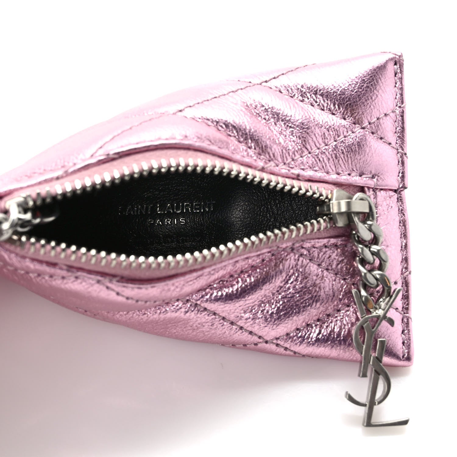Saint Laurent Metallic Calfskin Berlingo Bag Charm New Azalea 5 of 6