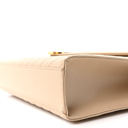Saint Laurent Grain De Poudre Matelasse Chevron Large Monogram Satchel Dark Beige 10 of 11