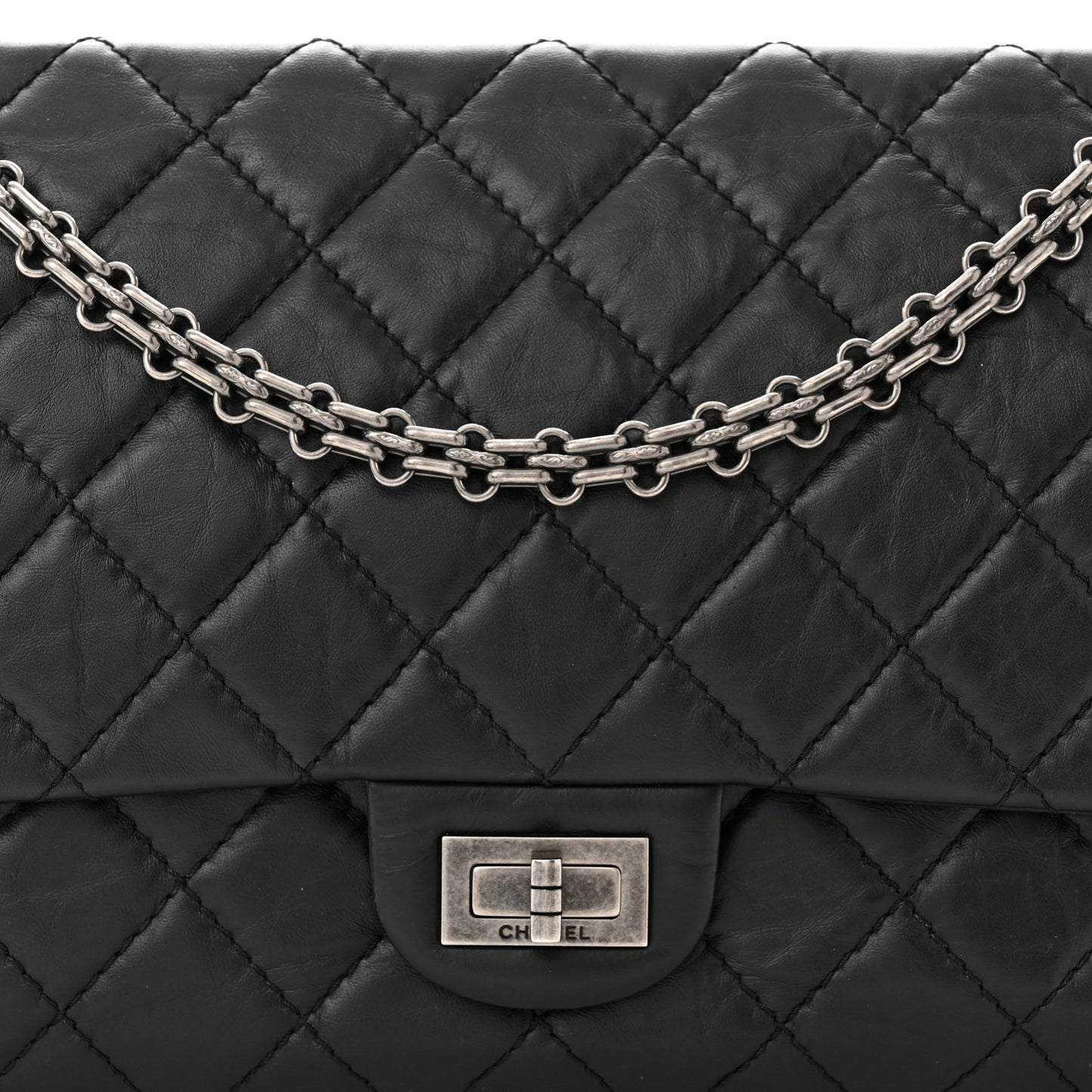 Aged Calfskin Quilted 2.55 Reissue 226 Flap Black