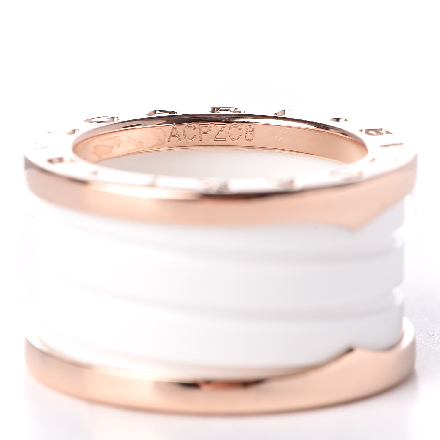 Bulgari 18K Rose Gold White Ceramic B.Zero1 Four-Band Ring 49 4.75 6 of 6