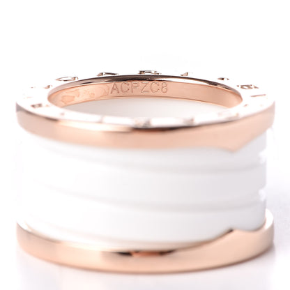 Bulgari 18K Rose Gold White Ceramic B.Zero1 Four-Band Ring 49 4.75 6 of 6