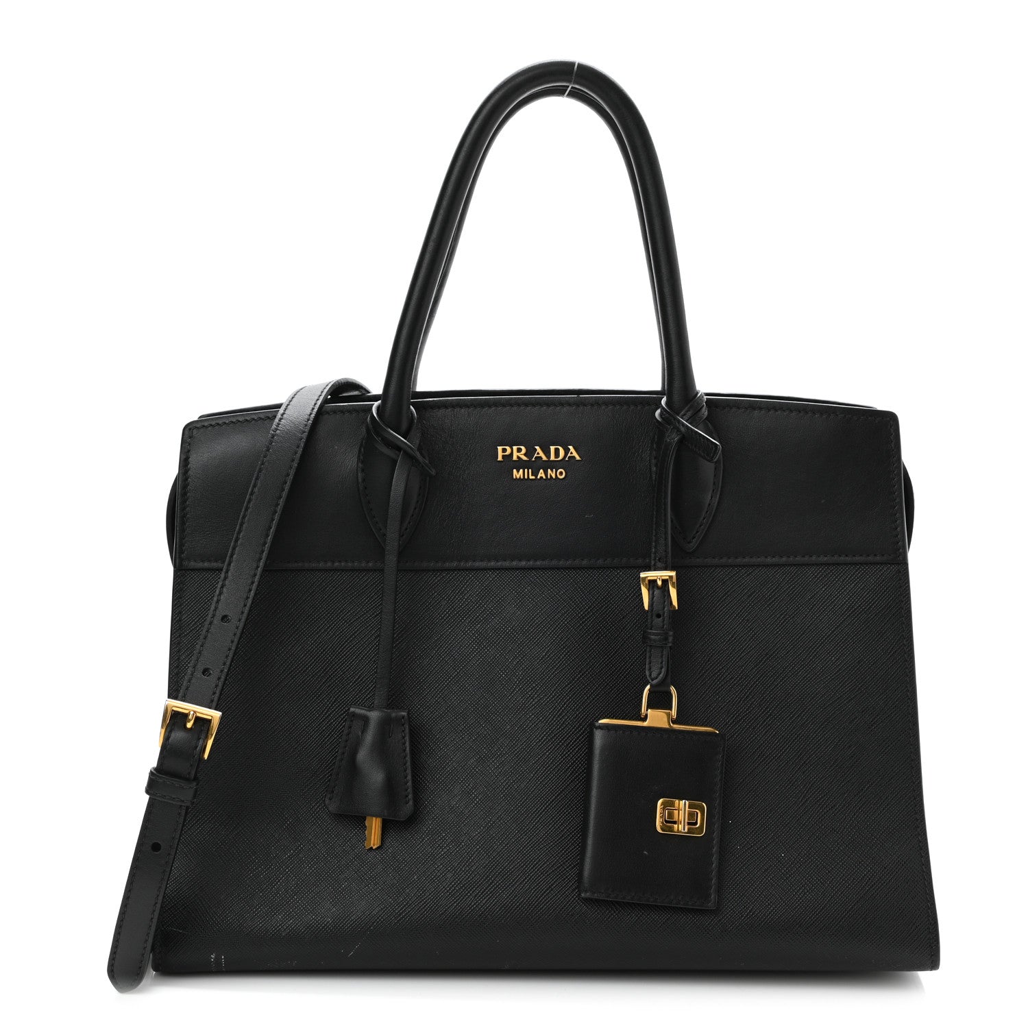 Prada Saffiano City Calfskin Esplanade Tote Black 1 of 11