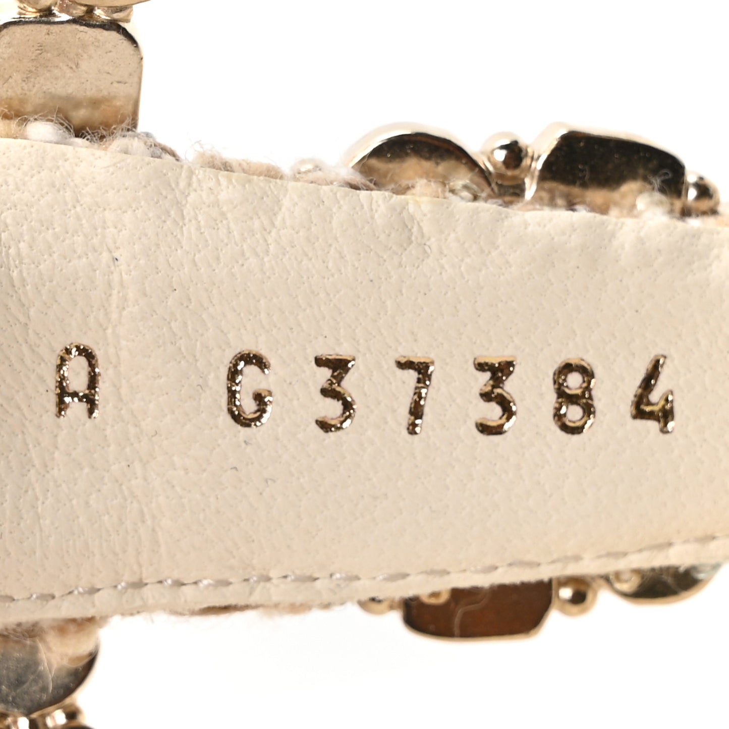 Tweed Pearl CC Thong Sandals 39 Ivory