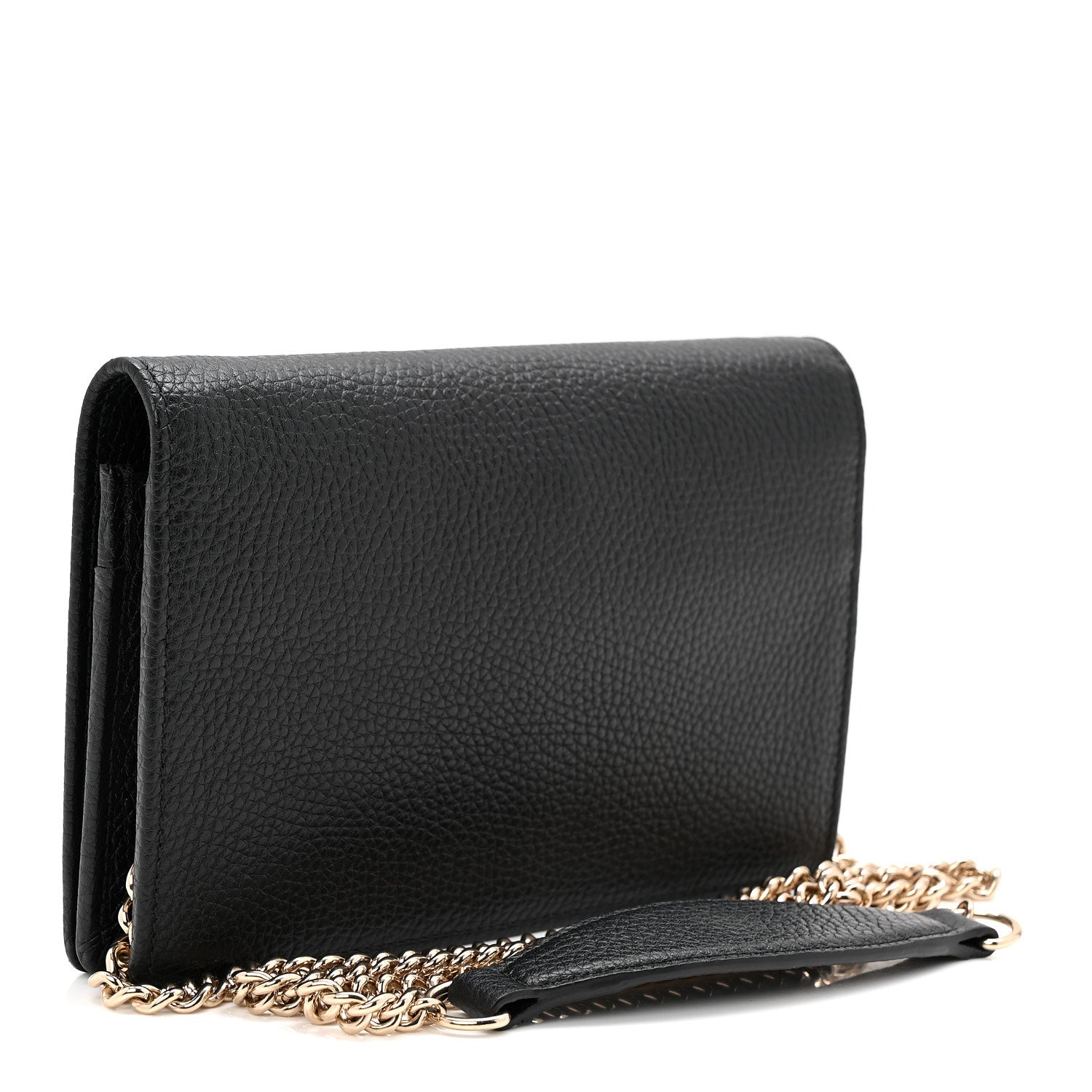 Gucci Pebbled Calfskin Soho Wallet On Chain Black 3 of 10