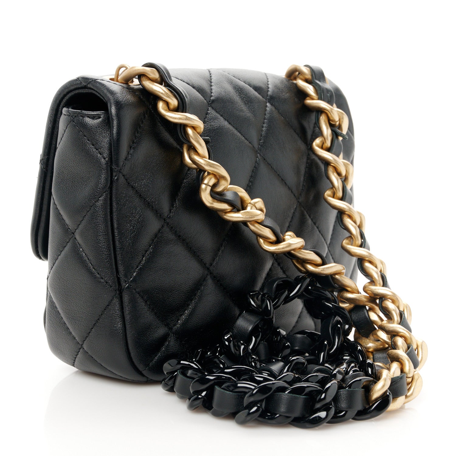 Chanel Lambskin Quilted Mini Lacquered Chain Flap Black 3 of 10