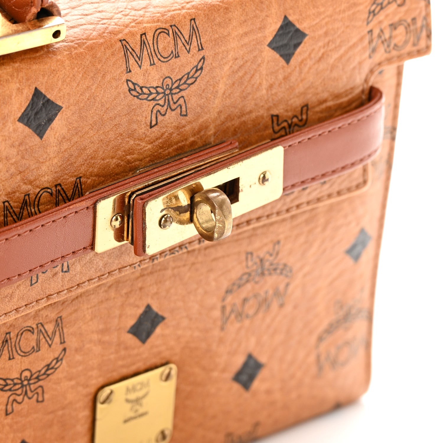 MCM Visetos Mini Heritage Top Handle Satchel Cognac 16 of 16