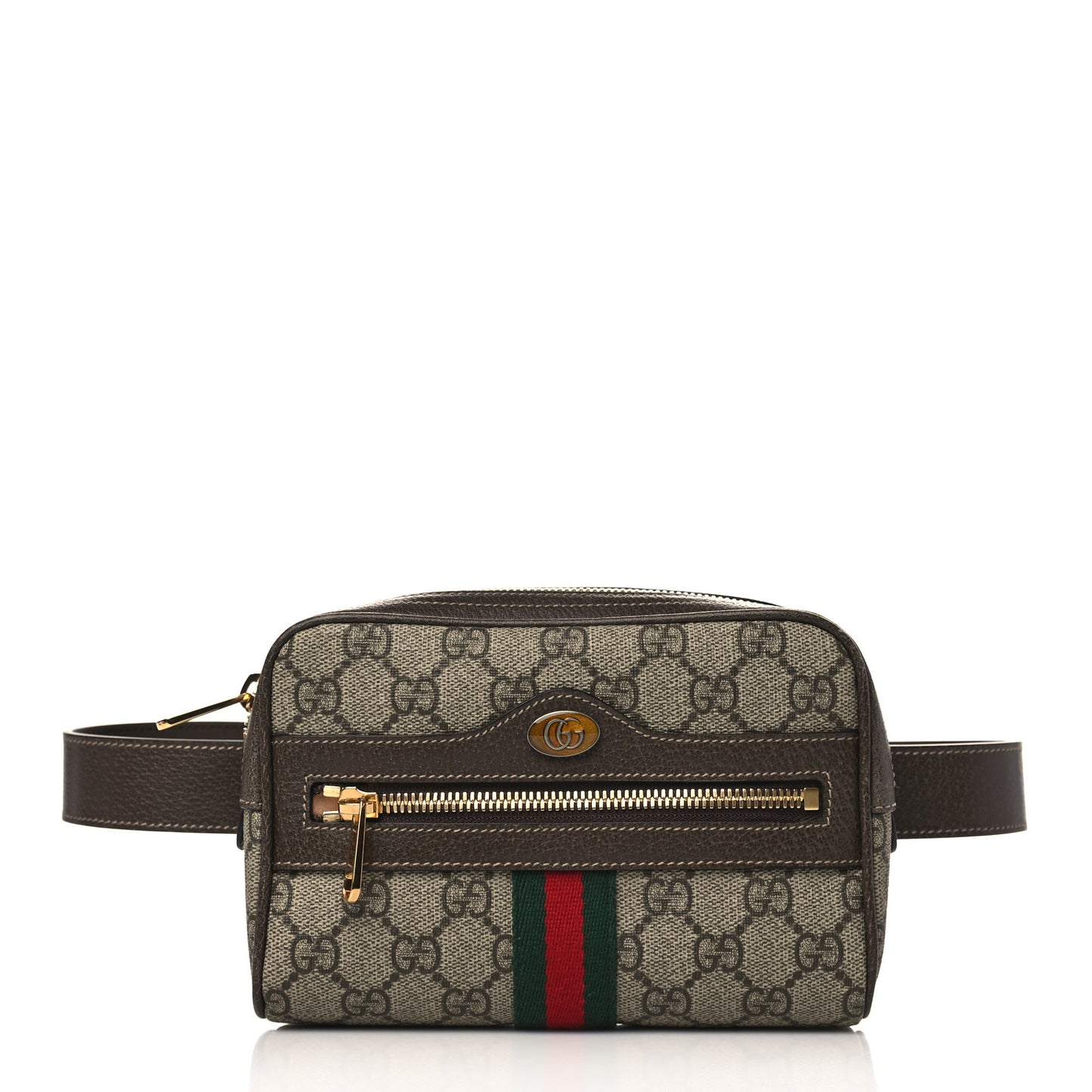 GG Supreme Monogram Web Small Ophidia Belt Bag 85 34 Dark Brown