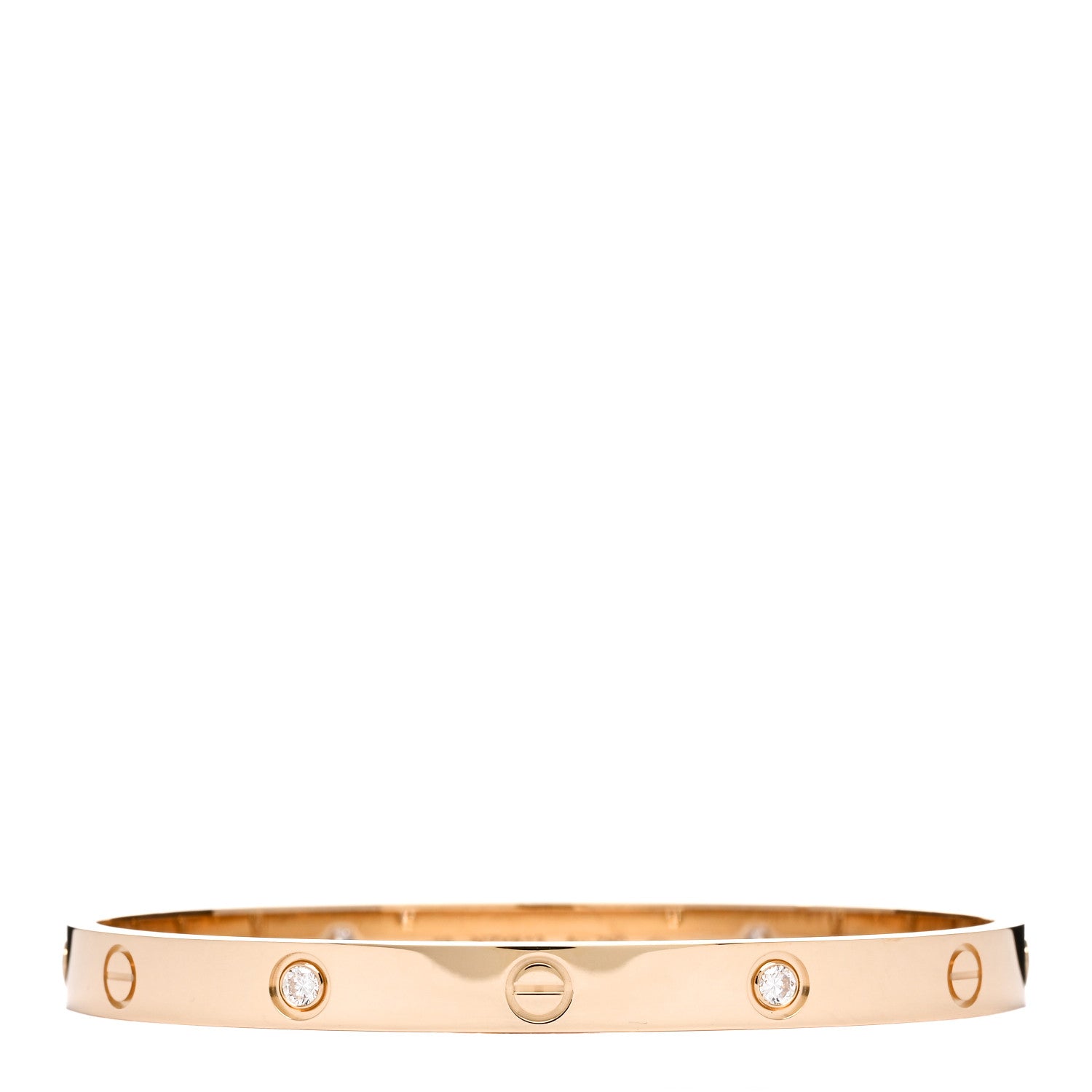 Cartier 18K Pink Gold 4 Diamond LOVE Bracelet 19 1 of 5