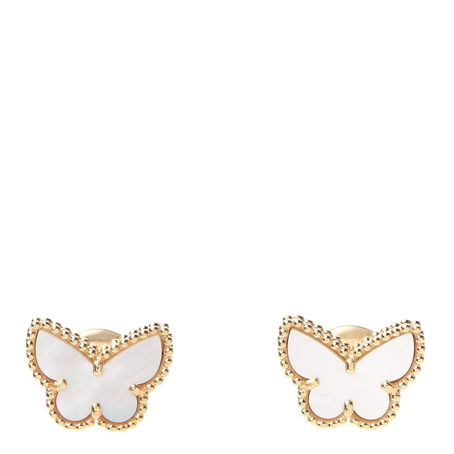 Van Cleef & Arpels 18K Yellow Gold Mother of Pearl Sweet Alhambra Butterfly Earrings 1 of 5