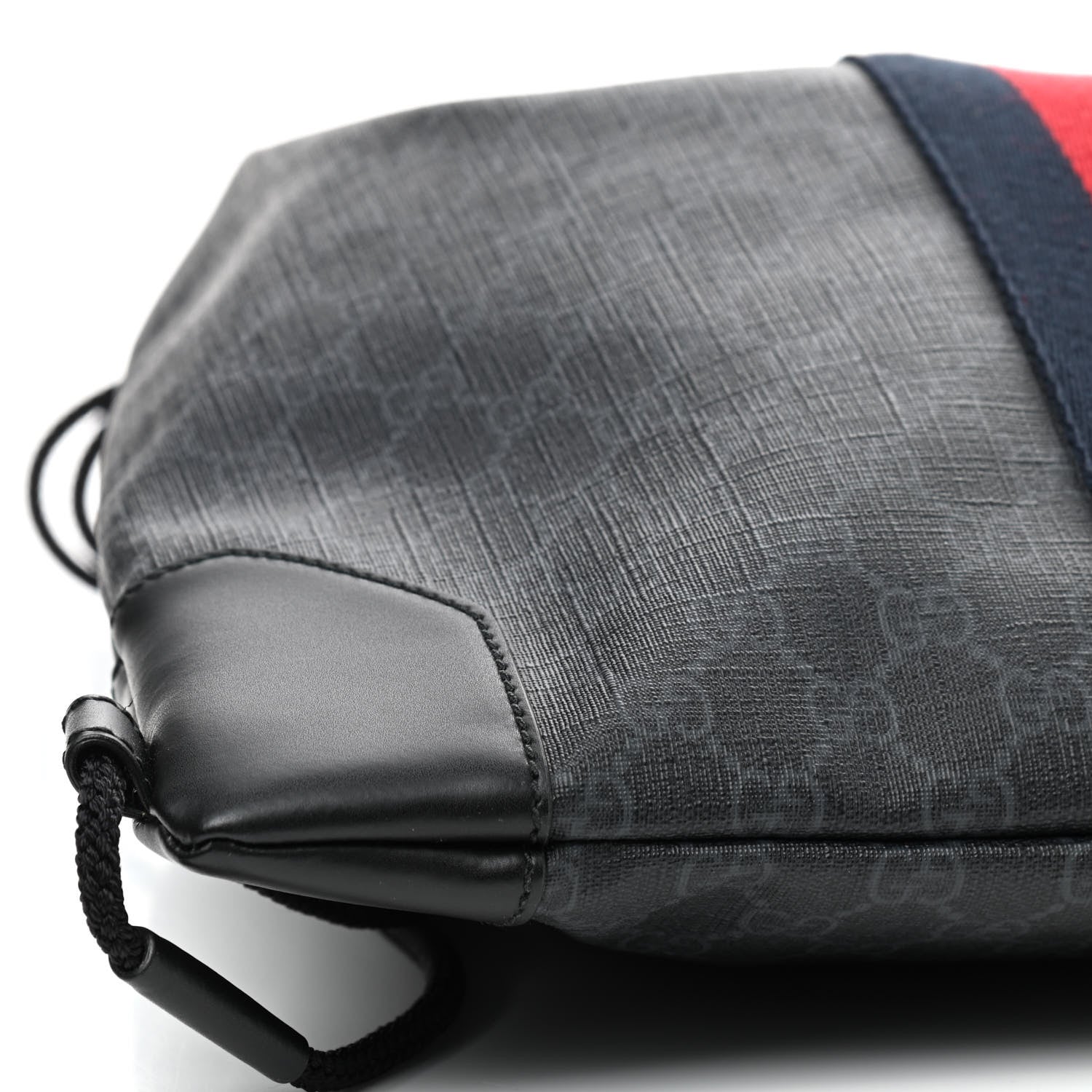 Gucci Soft GG Supreme Monogram Appia Calfskin Web Drawstring Backpack Black 6 of 9