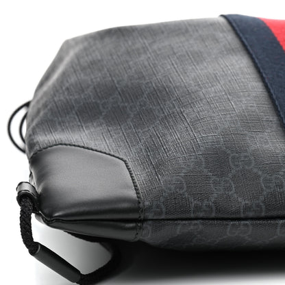 Gucci Soft GG Supreme Monogram Appia Calfskin Web Drawstring Backpack Black 6 of 9