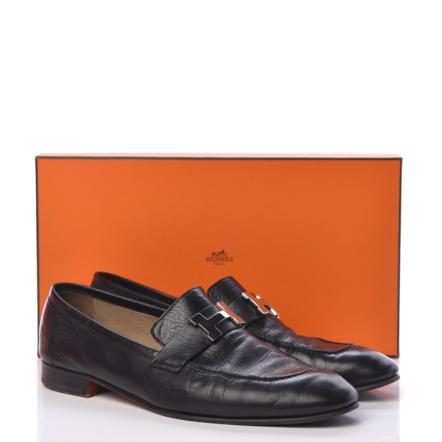 Hermes Goatskin Mens Paris Loafers 43 Black 20 of 20