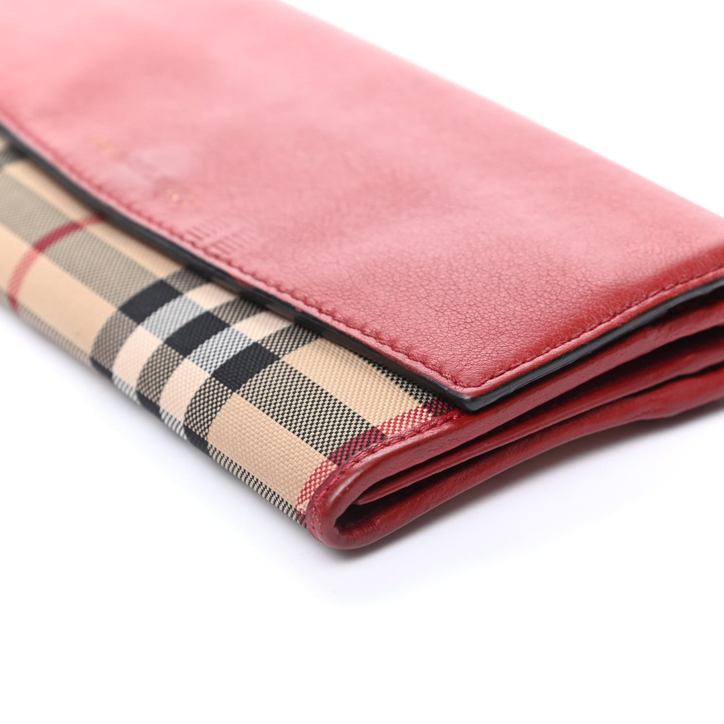 Calfskin House Check Continental Wallet Red