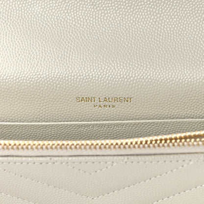 Saint Laurent Grain De Poudre Matelasse Chevron Monogram Envelope Chain Crema Soft 6 of 10