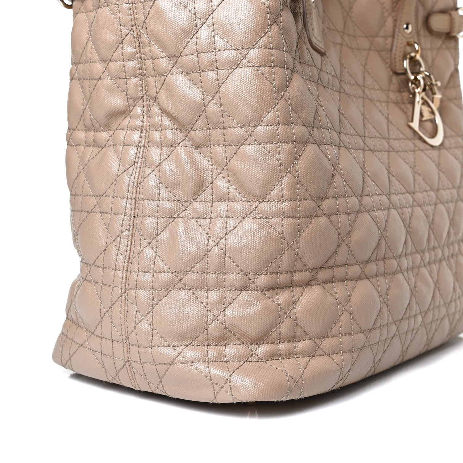 Christian Dior Coated Canvas Cannage Medium Panarea Tote Beige 9 of 11