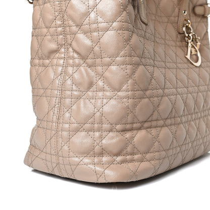 Christian Dior Coated Canvas Cannage Medium Panarea Tote Beige 9 of 11