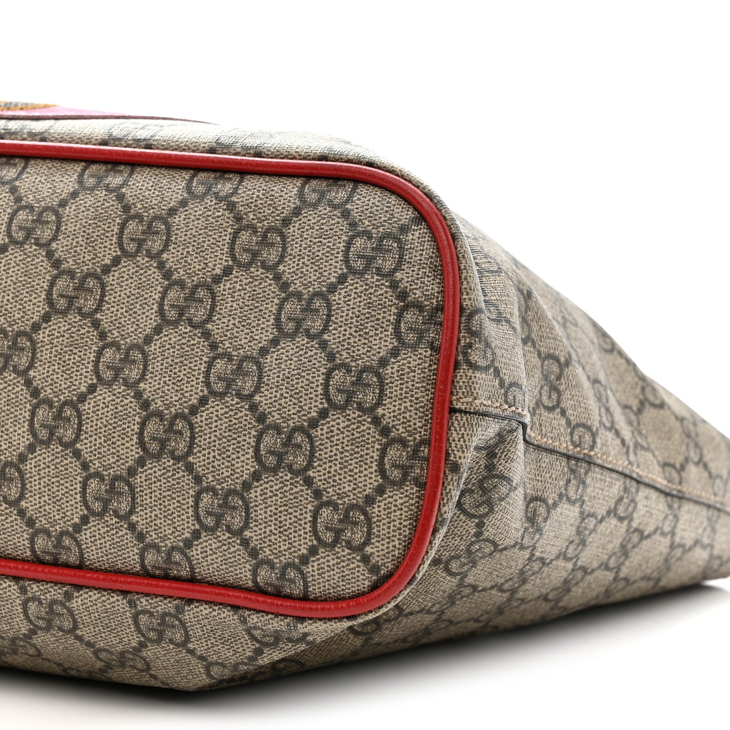 Gucci Soft GG Supreme Monogram Web Bosco Patch Small Crossbody Tote Beige Malva Hibiscus Red 12 of 21