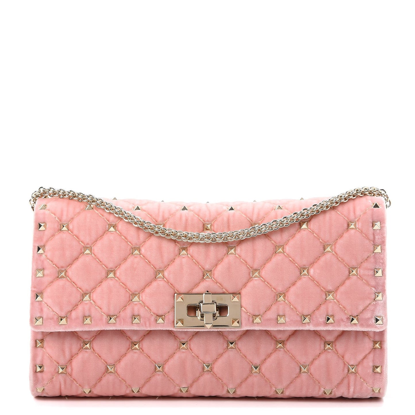 Velvet Rockstud Spike Wallet on Chain Water Rose