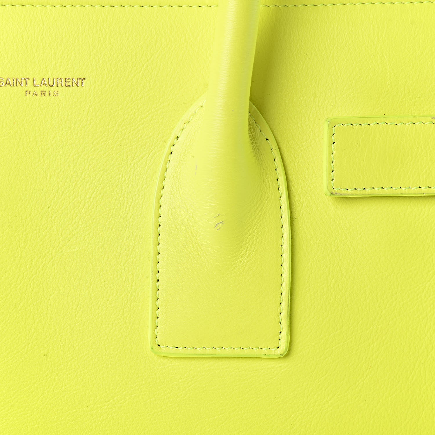 Saint Laurent Calfskin Small Sac De Jour Bag Neon Yellow 9 of 18