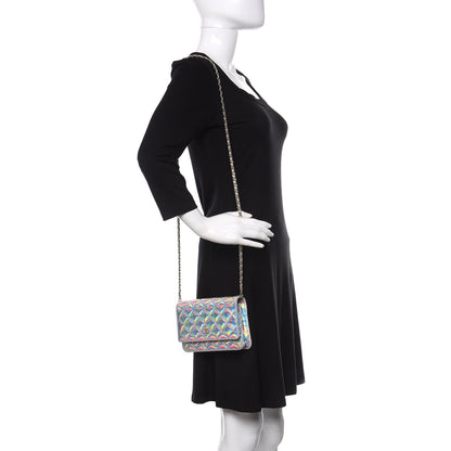 Chanel Iridescent Goatskin Quilted Wallet On Chain WOC Silver 2 of 12
