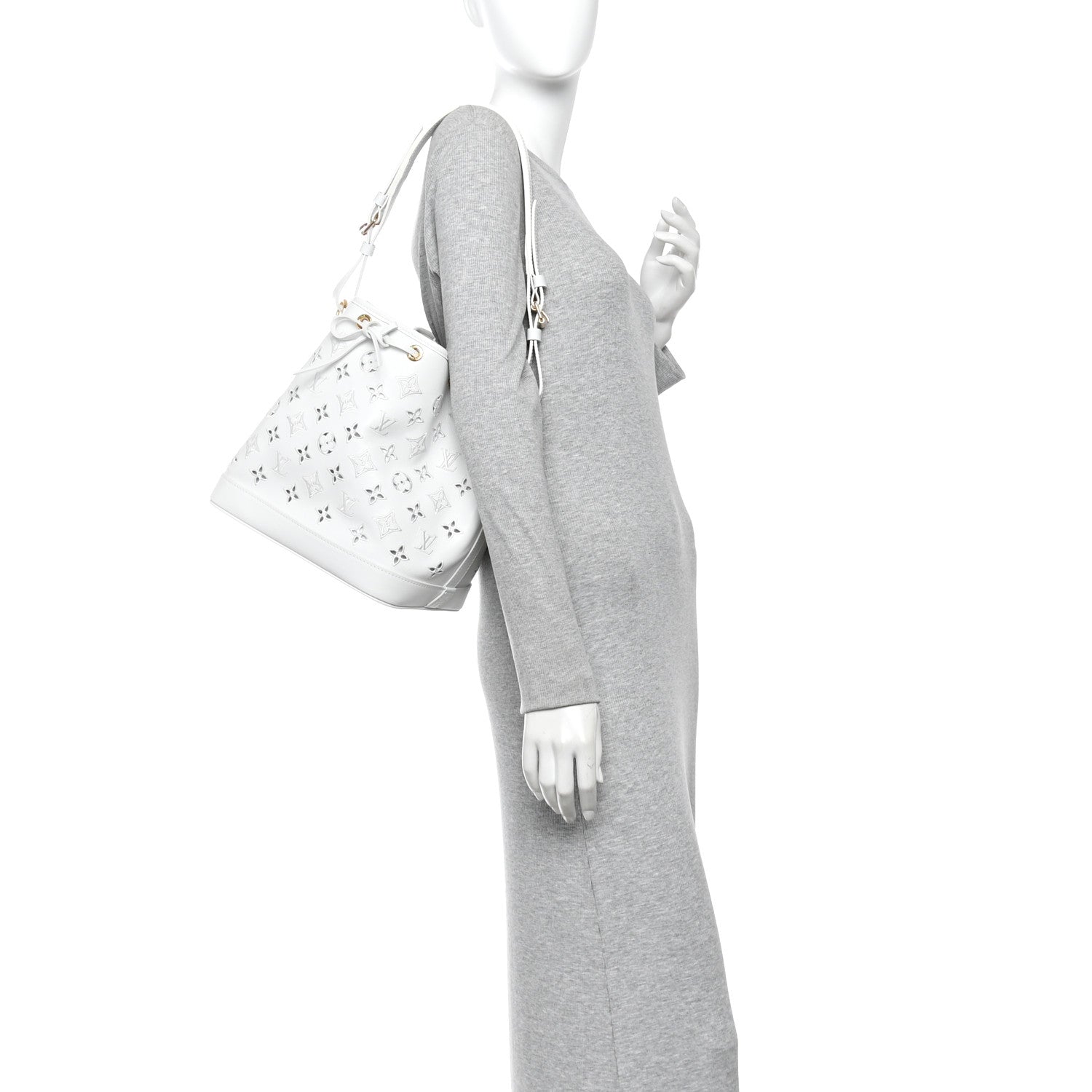 Louis Vuitton Calfskin Monogram Cutout Petit Noe White 2 of 9