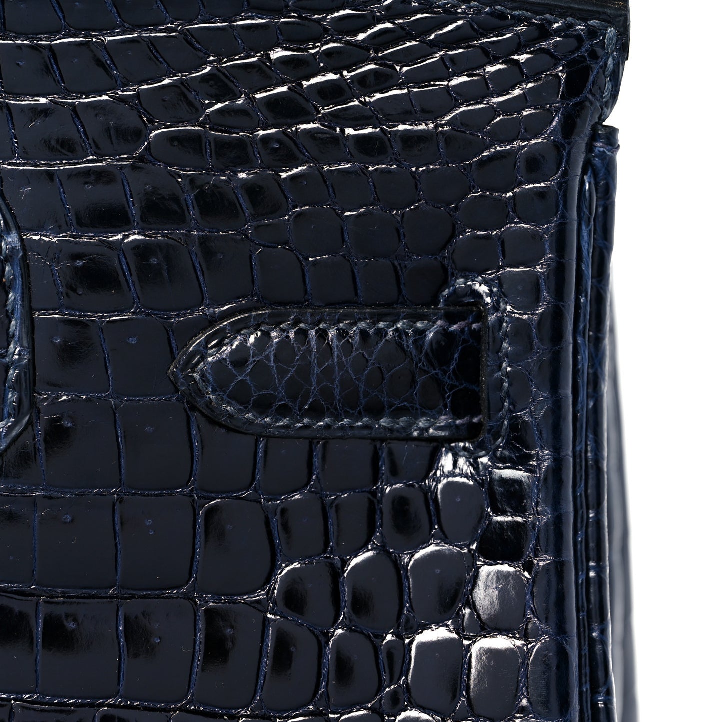 Shiny Porosus Crocodile Birkin 30 Bleu Marine