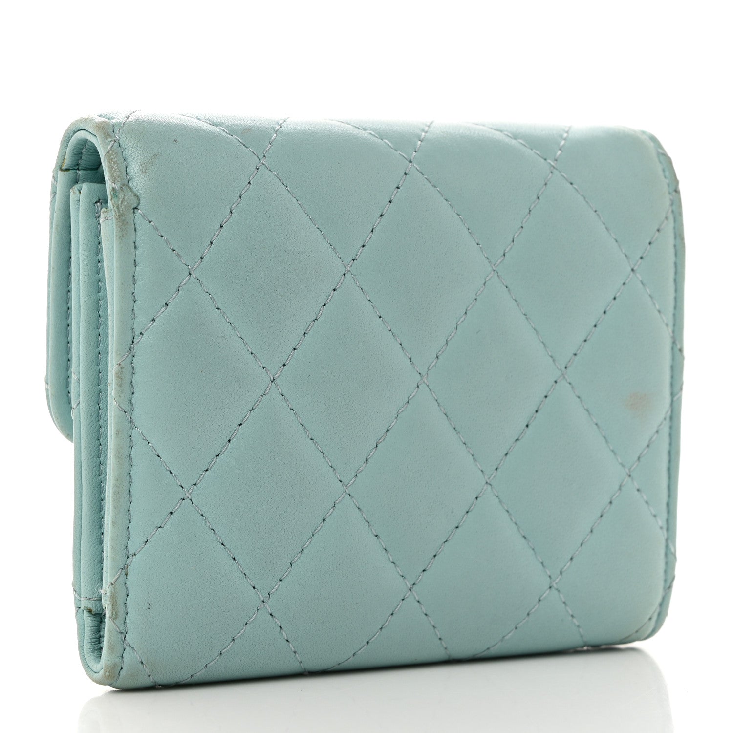 Chanel Caviar Quilted Small Flap Wallet Light Blue 3 of 11