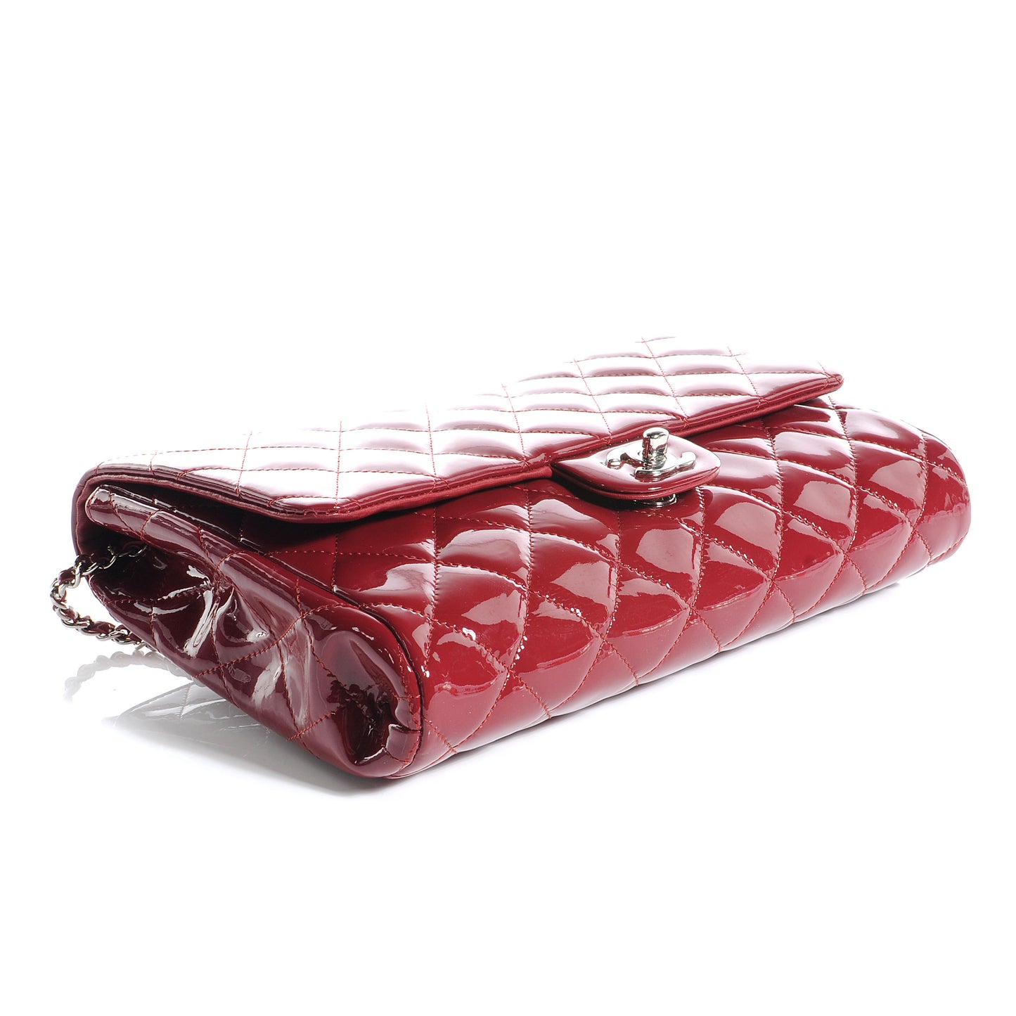 Patent Quilted Clutch Flap Red