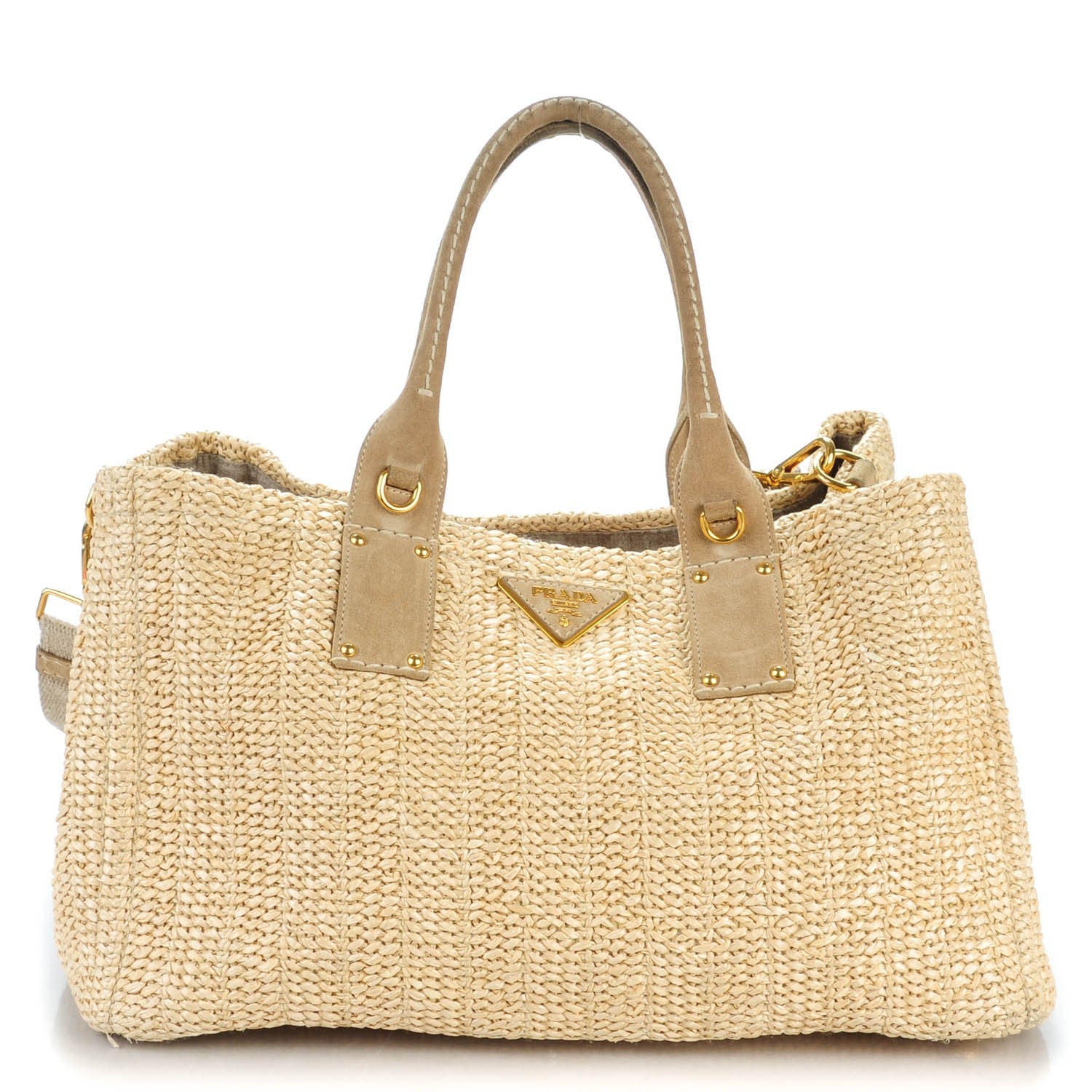 Prada Raffia Suede Tote Naturale 1 of 8