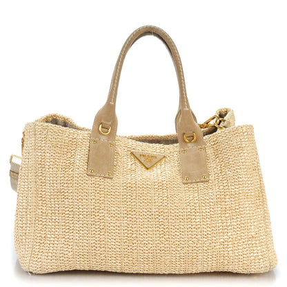 Prada Raffia Suede Tote Naturale 1 of 8