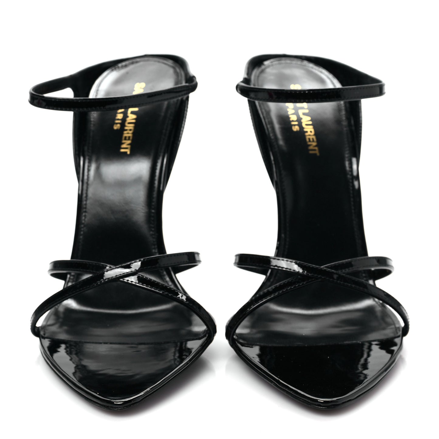 Patent Gippy Crisscross Mule Sandals 41 Black