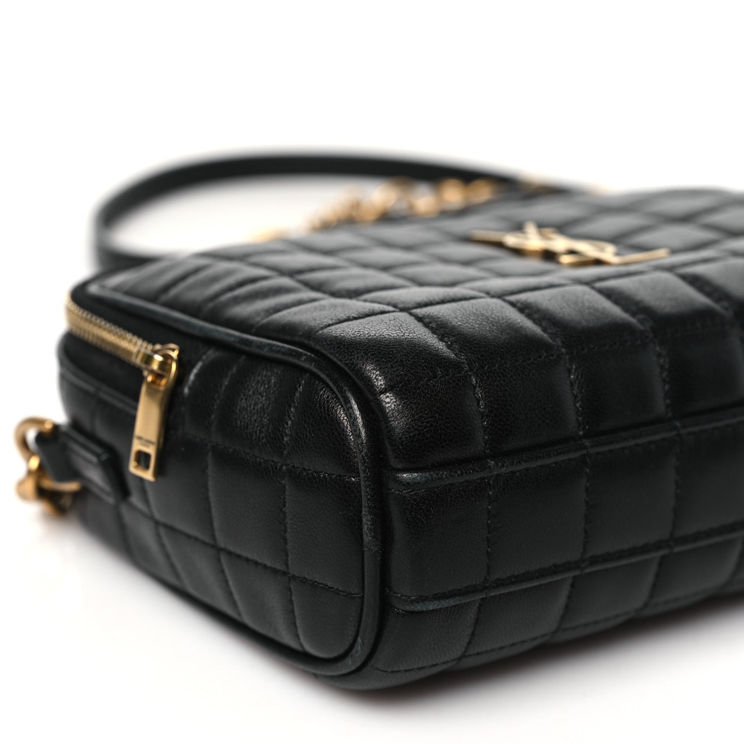 Lambskin Carre Quilted Cassandre Mini Camera Bag Black