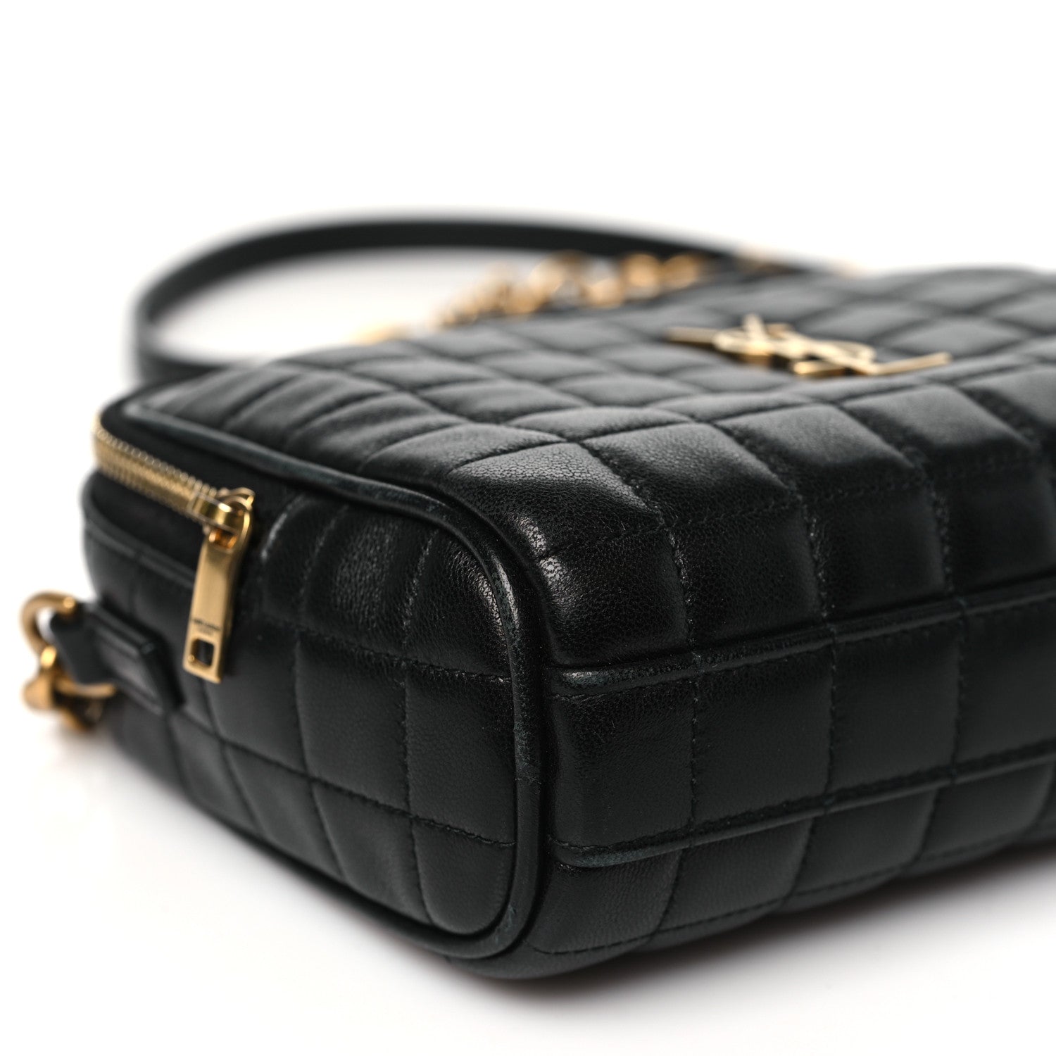 Saint Laurent Lambskin Carre Quilted Cassandre Mini Camera Bag Black 8 of 11