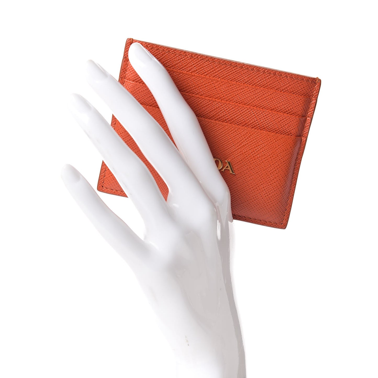 Saffiano Metal Business Card Holder Arancio