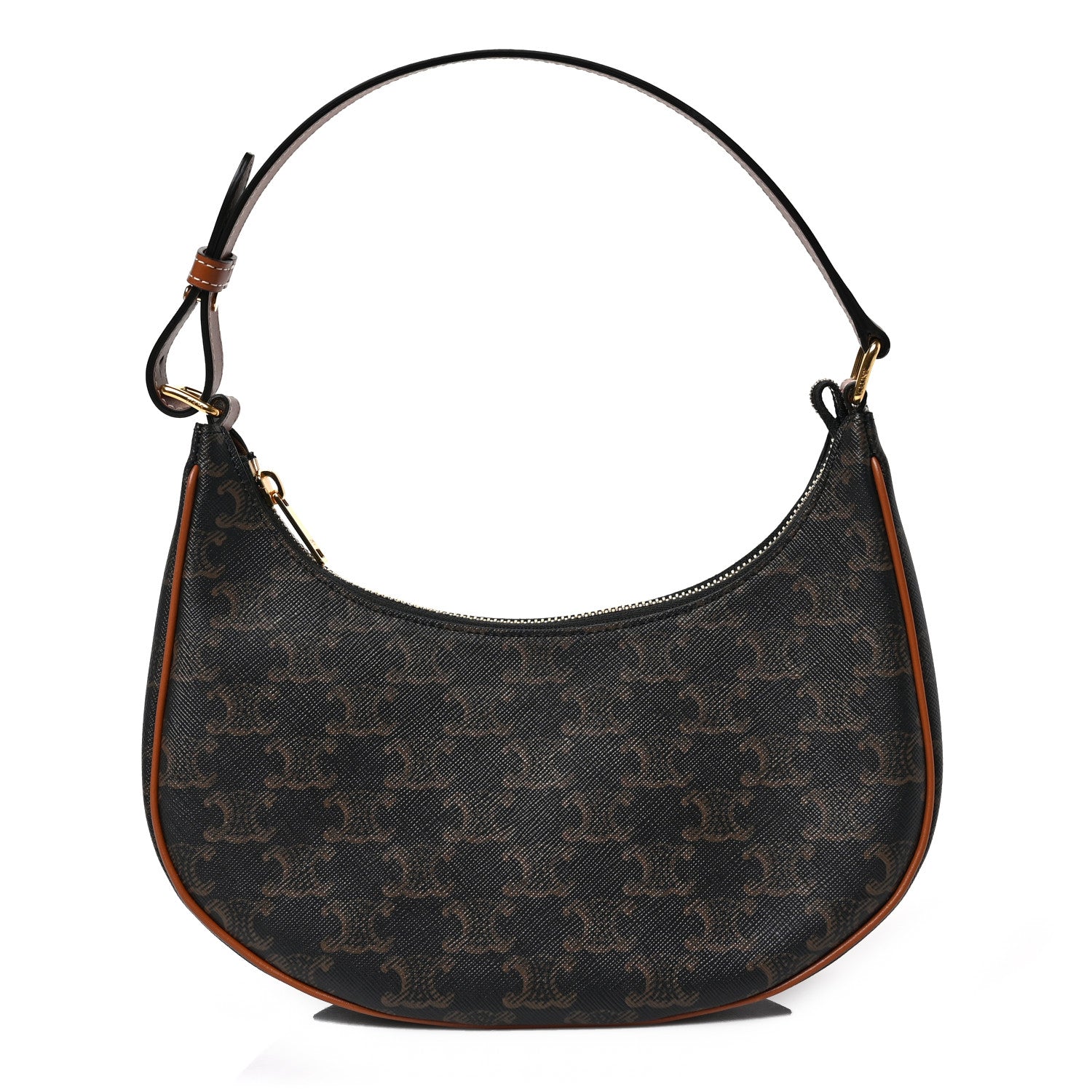 Celine Triomphe Canvas Calfskin Ava Shoulder Bag Tan 1 of 8